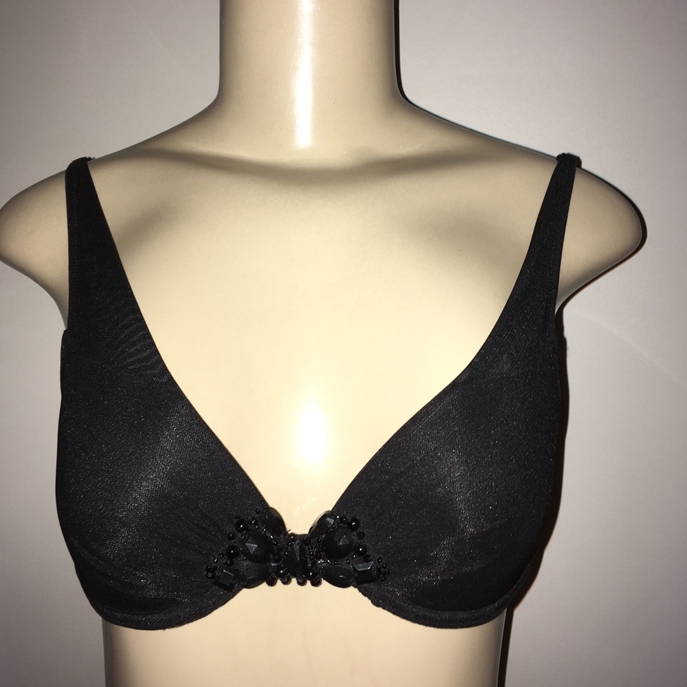 La Senza Push Up Bra 32B Mesh Floral Beads NWT